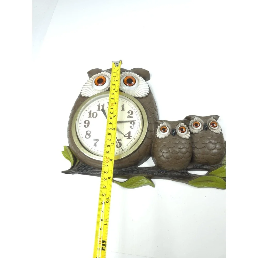 Vintage BURWOOD Wall‎ Clock Owl motif Plastic Estimated circa 1970s-80s